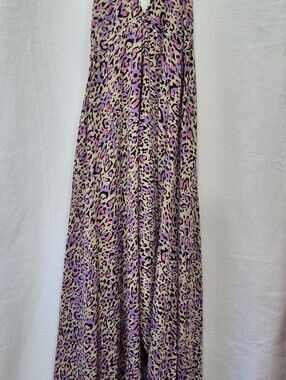Karma Highway Leopard Printflowing boho halter harem jumpsuit in Pink and Tan